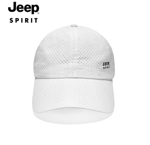 吉普（JEEP）帽子男棒球帽夏季网眼速干遮阳帽男女士鸭舌帽运动休闲登山太阳帽 白色