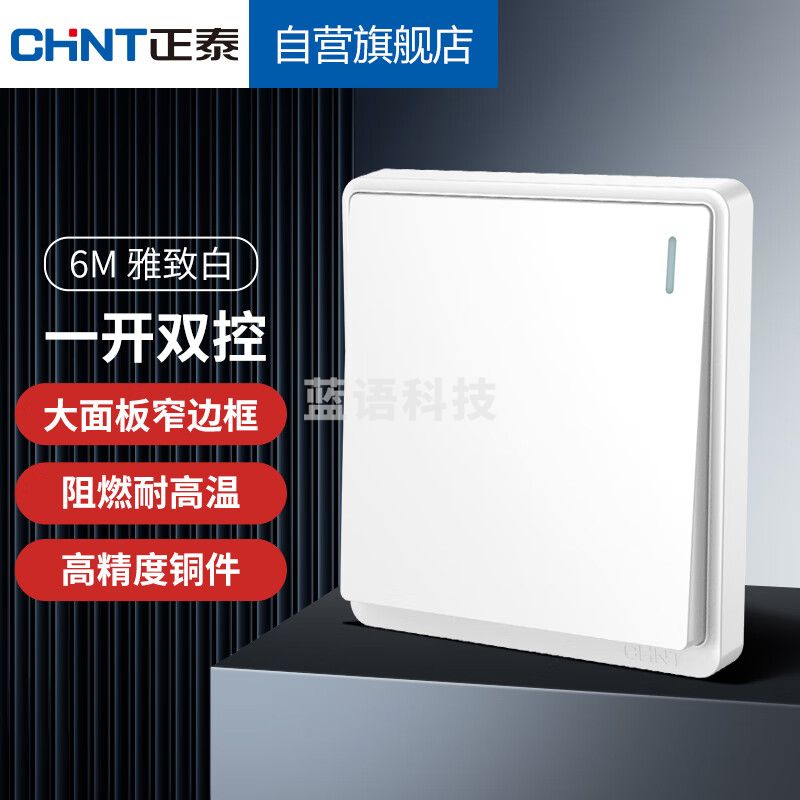 正泰（CHNT）暗装窄边框面板  一开双控 6M白色26549