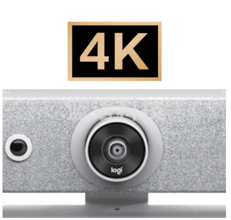 罗技CC4500e Microsoft Teams会议一体机 视频会议摄像头 4K高清 USB免驱 120°广角 人物智能跟踪 白色