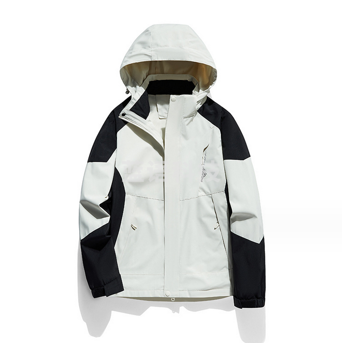 户外单层冲锋衣单层男女连帽开衫拼色时尚休闲外套男女旅行登山服