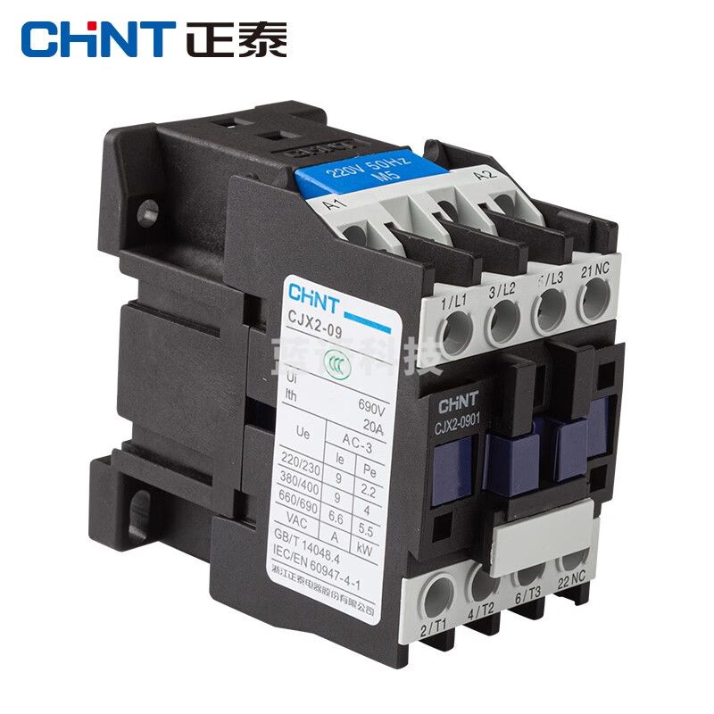 正泰（CHNT）CJX2-0901 380V 交流接触器 9A接触式继电器