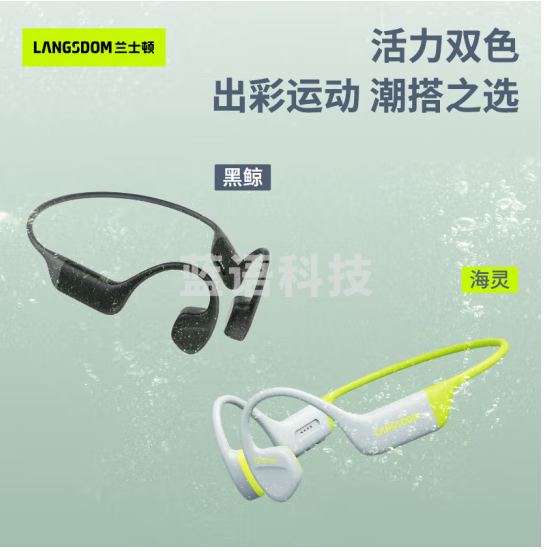 兰士顿AirSwim 骨传导耳机 蓝牙耳机游泳跑步骑行开放式不入耳ipx8防水 适用于苹果华为小米手机 黑色