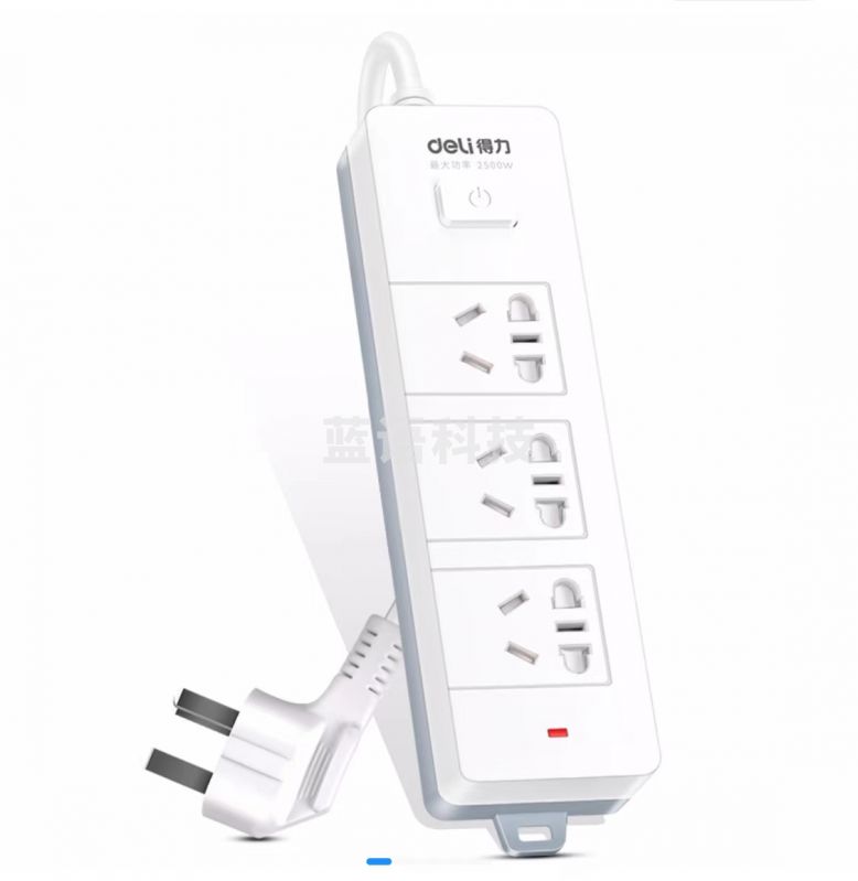 得力18274(05)插座-3组-5米-PVC袋装(白)(只)