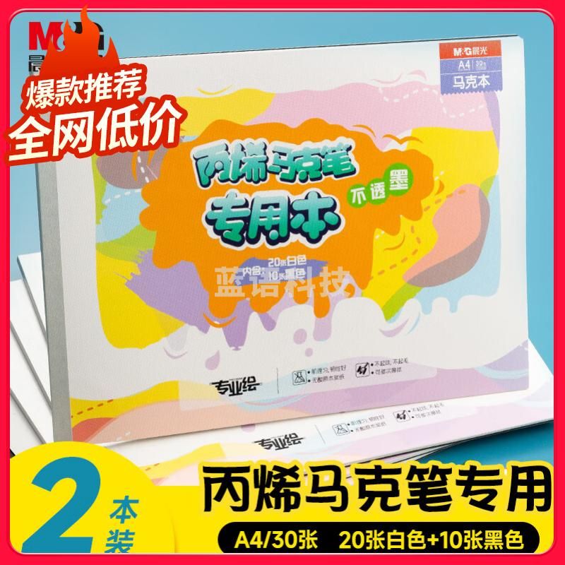 晨光文具A4丙烯专业绘画马克本2本装60张 画画本图画本幼儿园学生加厚APY8063S