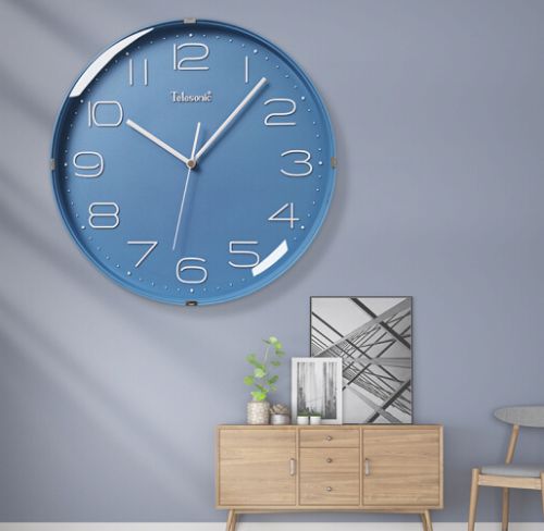 天王星(Telesonic)挂钟12英寸日式简约挂钟家用客厅时钟装饰石英钟卧室静音时钟表