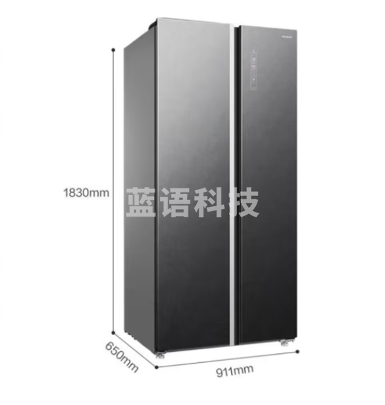 美菱BCD-555WPBX冰箱555升风冷无霜一级双变频 嵌入式底部散热 钢化玻璃面板