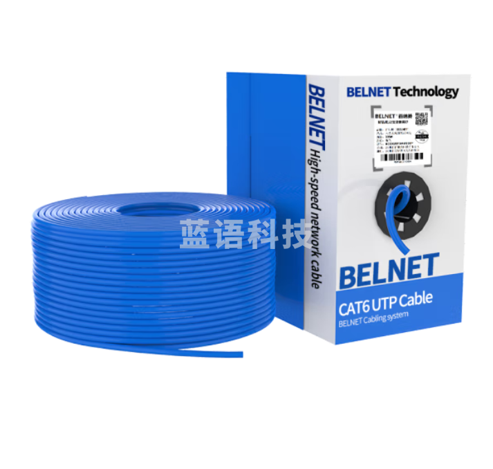 百纳腾（BELNET） 六类网线 CAT6千兆无氧铜网线 POE非屏蔽供电监控线 蓝色 1米