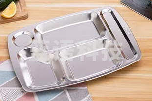 304大5格 不锈钢方形学生快餐盘 餐厅食堂加厚饭菜盘35.5*26.5cm