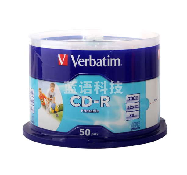 威宝（Verbatim） CD-R 52速 700MB 一次性空白光盘刻录盘素色光碟 63307 50片桶装
