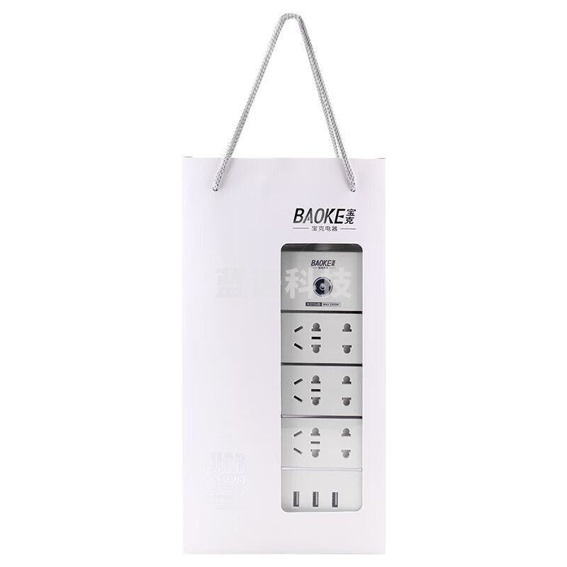宝克（BAOKE）K213UB USB插座 3USB接口+6孔全长1.8米 总控开关