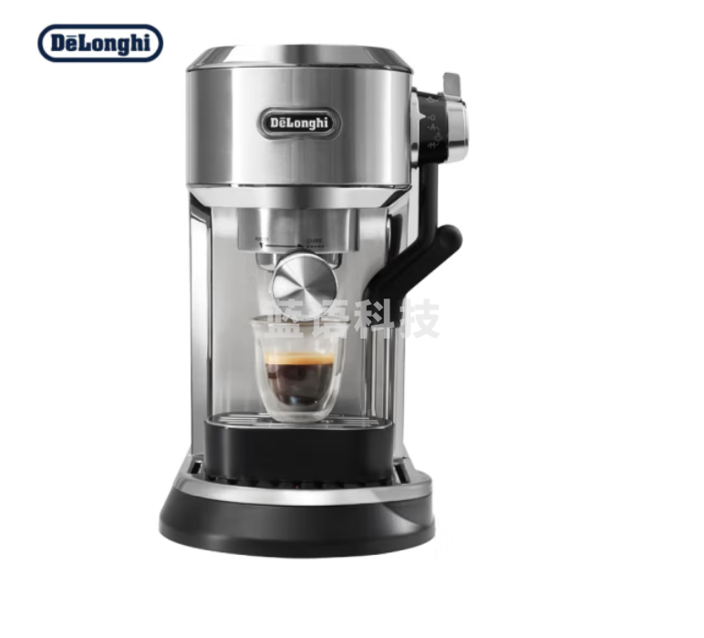 德龙（Delonghi）咖啡机 半自动咖啡机 意式浓缩 家用泵压式 纤巧机身 手自一体奶泡系统 EC950.M 银色