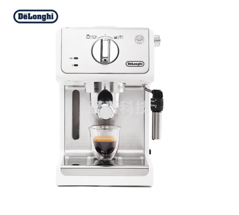 德龙（Delonghi）咖啡机 趣享系列半自动咖啡机 意式浓缩家用泵压式 可调节奶泡 ECP35.31.W 白色