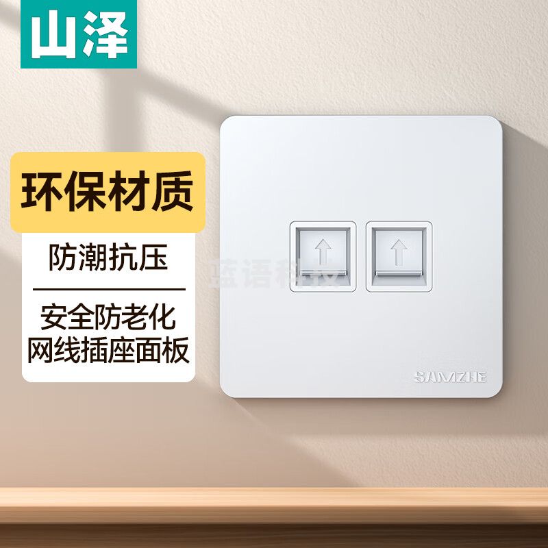 山泽（SAMZHE）电脑插座网线口网络面板 适用电话信息模块 通用超五/六/七类模块加厚86型面板 双口WAN-02
