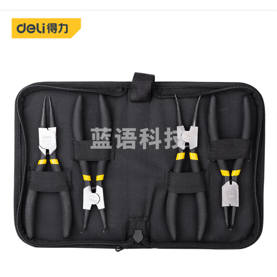 得力（deli） 四合一卡簧钳套装挡圈钳轴用弹簧钳4件套7英寸 DL104407