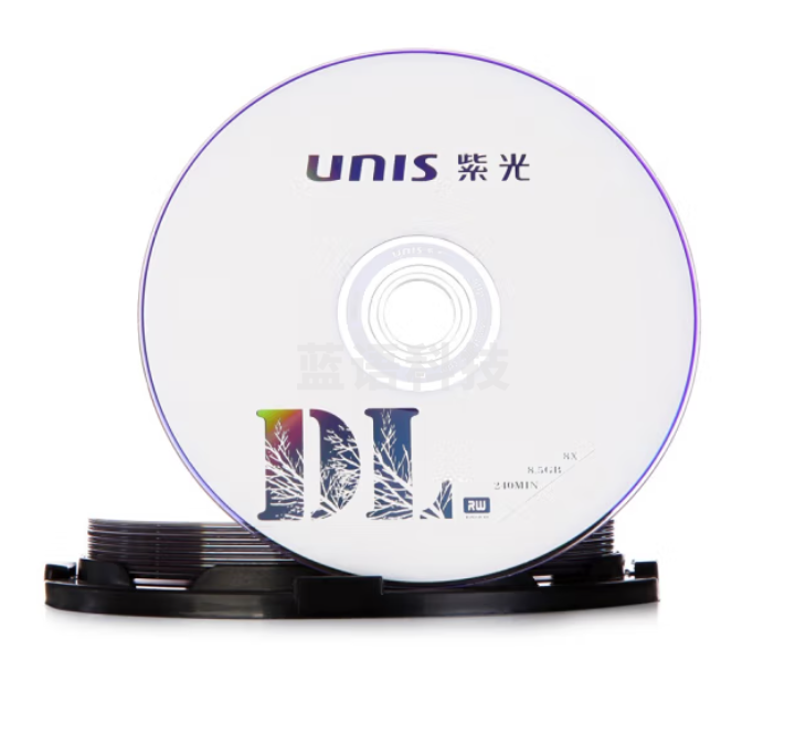 紫光（UNIS）DVD+R DL光盘/刻录盘 8速8.5G 单面双层 桶装10片 空白光盘