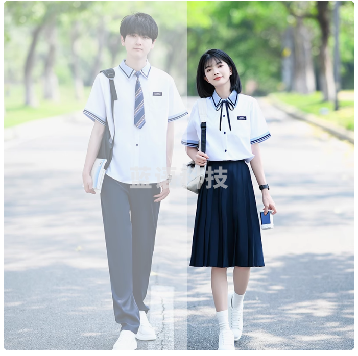 毕业季班服大合照韩版衬衫套装初中生小学生朗诵合唱团舞台演出服 女套装【衬衫+裙子+领结】S,M,L,XL,2XL,3XL,4XL,5XL 码数