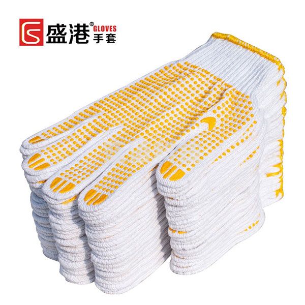 盛港（SHENGGANG） 点胶手套 毛纺线手套 点塑点珠加厚防滑耐磨劳保手套 黄点胶（12付）