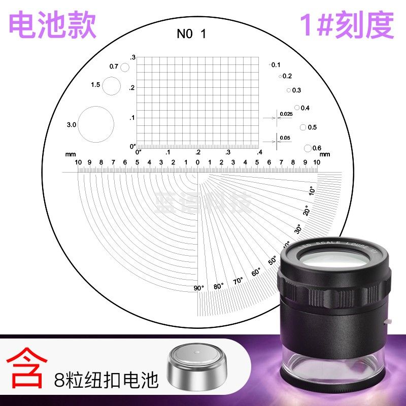 萨伽（SAGA）十倍放大镜老人阅读高清高倍鉴定专用带灯儿童学生 电池带灯款【1#刻度】