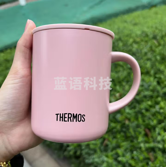 膳魔师(THERMOS)JDG-351C PWP 粉色日式保温杯不锈钢马克杯办公杯带手柄咖 啡杯小巧敞口带盖水杯350ml