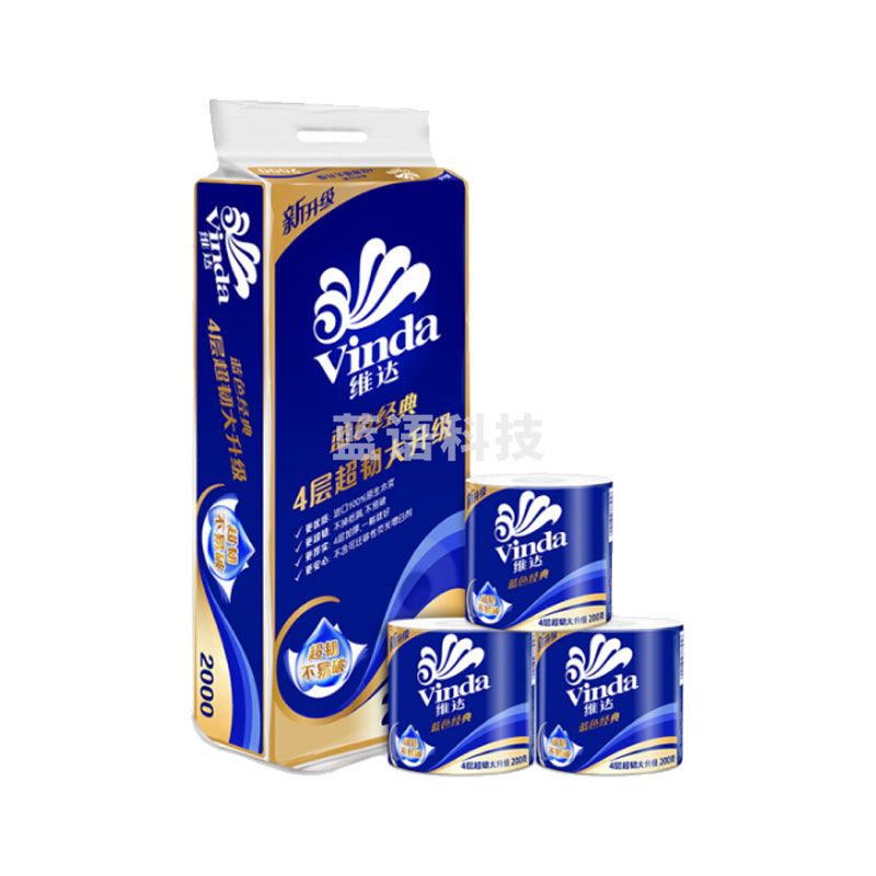 维达蓝色经典有芯卫生卷纸200g*10卷*6提.V4073