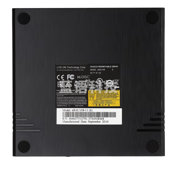 建兴（LITEON）8倍速 外置光驱 DVD刻录机 移动光驱 外接光驱 黑色(兼容WindowsXP/7/8/10苹果系统/eBAU108)