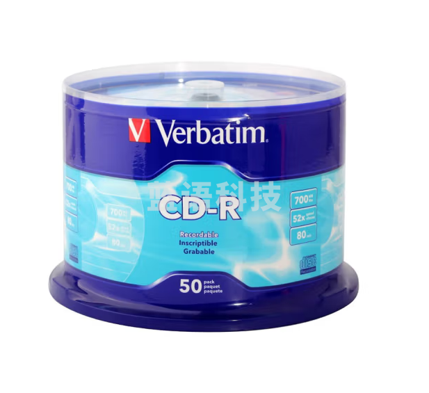 威宝（Verbatim） CD-R 52速 700MB 一次性空白光盘刻录盘素色光碟 62617 50片桶装