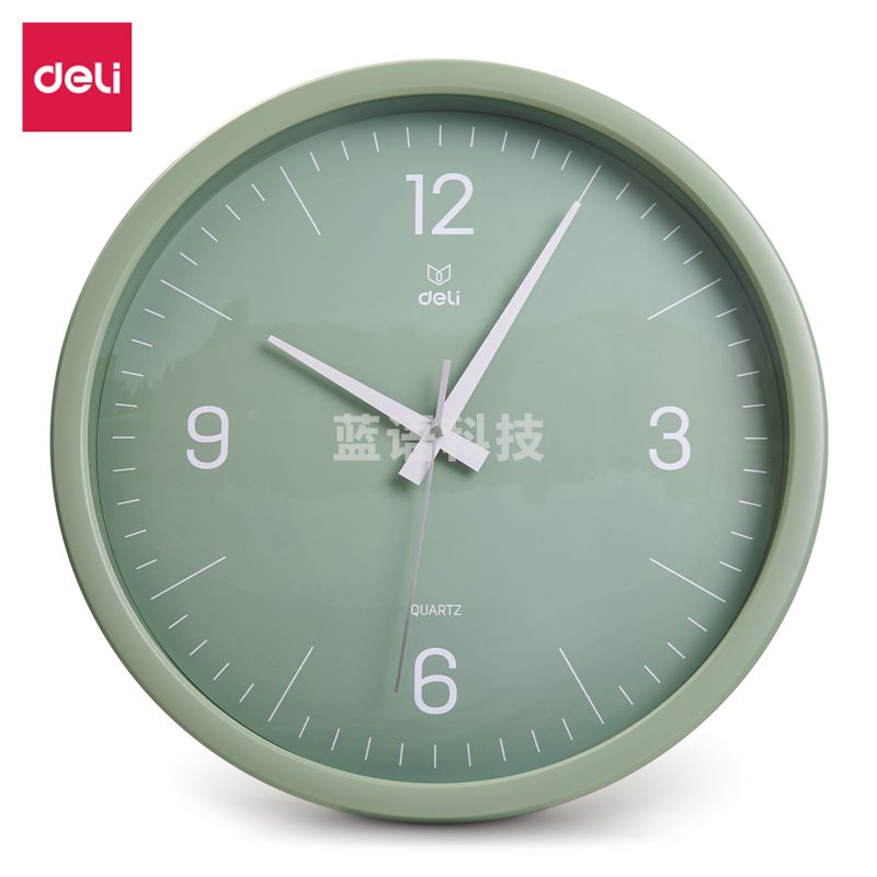 得力(deli)挂钟 简约时尚客厅创意钟表 低噪现代个性立体时钟 卧室石英钟圆形挂表 绿色 37cm 9006S