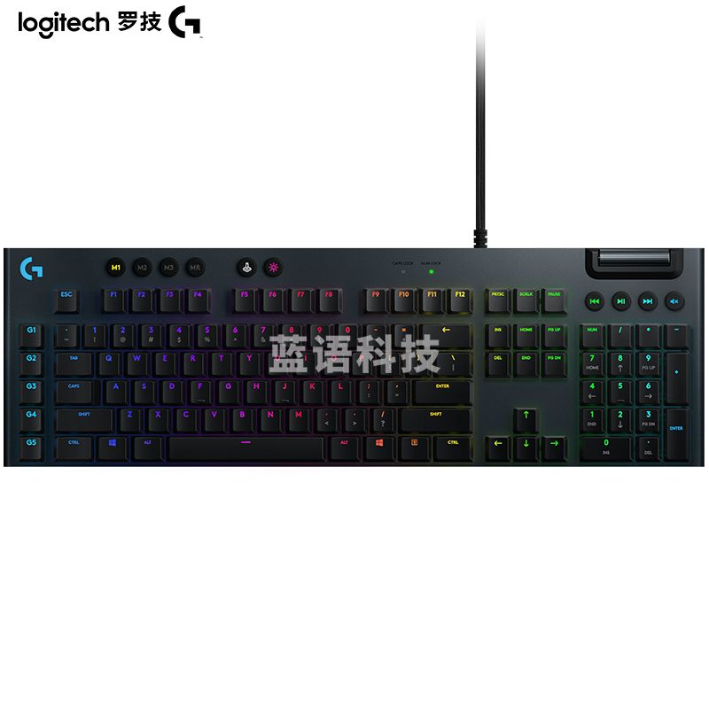 罗技（G）G813游戏键盘 超薄矮轴 有线键盘 RGB炫光电竞LOL魔兽世界 拉丝铝面板 全尺寸119键 L轴 类红轴