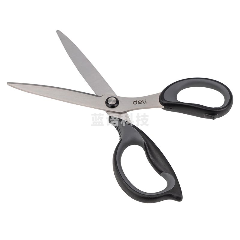 得力(deli) 175mm中号办公家用剪刀弧形剪片省力剪刀黑色77759