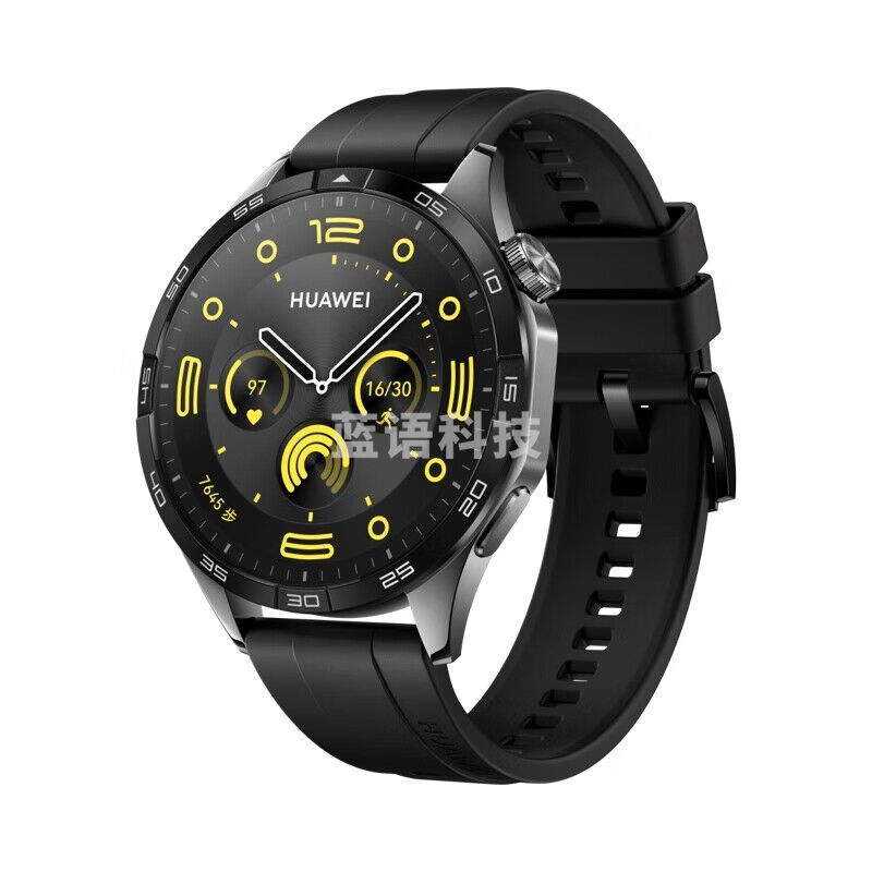 华为(HUAWEI)运动智能手表WATCH GT 4 46mm 曜石黑 黑色氟橡胶表带