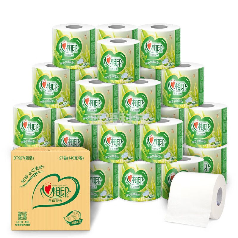 心相印 茶语经典140克27卷装 花卷筒卫生纸 BT927