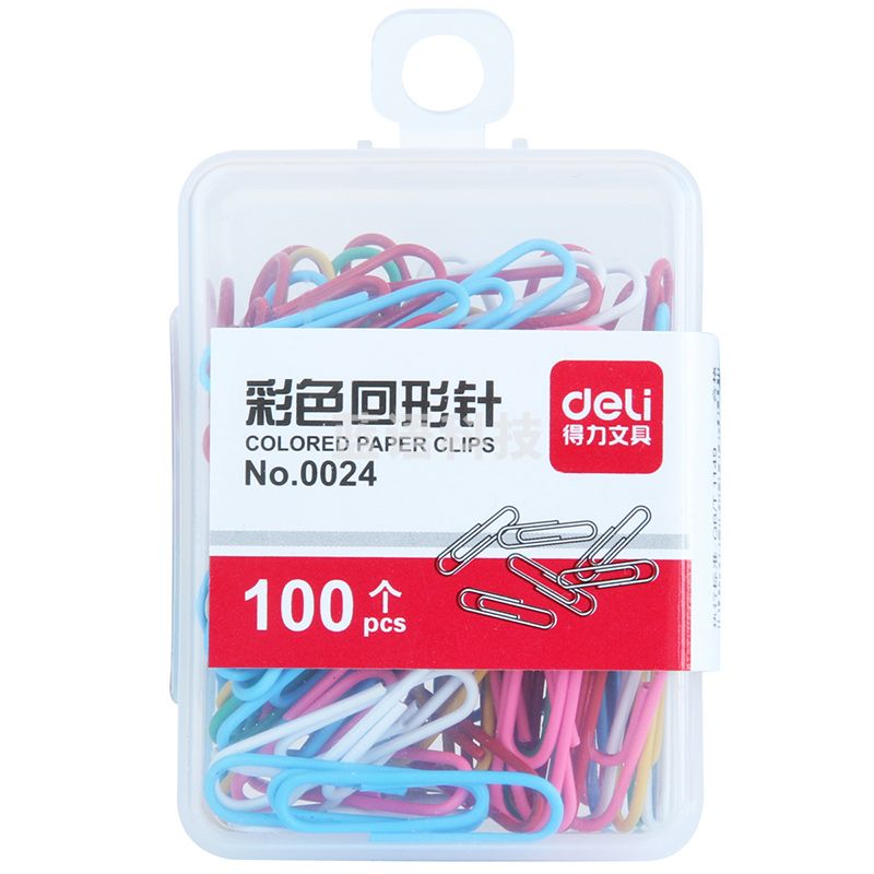 得力(deli) 0024 彩色回形针 多色混合 单盒装 办公用品