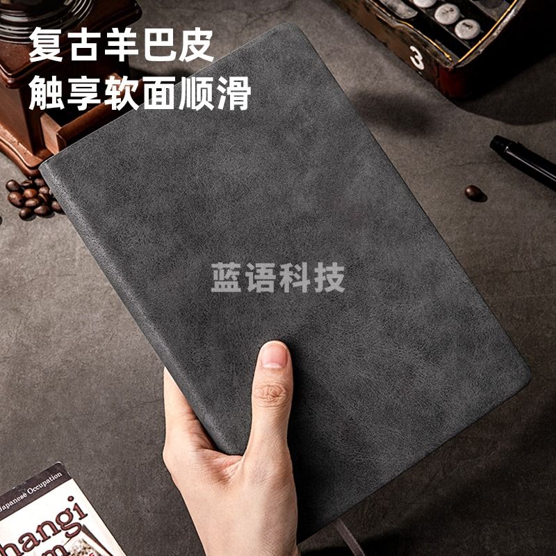 得力3345羊巴皮记事本250mm*175mm(灰色)(本)