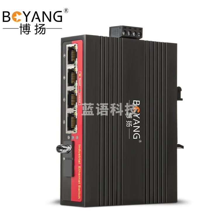 博扬 工业级交换机单模单纤ST 一光四电千兆收发器宽温宽压 导轨式以太网光电转换器 20km含电源BY-GG1042A/B