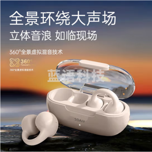 索爱（soaiy）GK9骨传导概念耳夹式蓝牙耳机真无线 开放式不入耳跑步音乐通话降噪 苹果华为小米手机通用油彩白