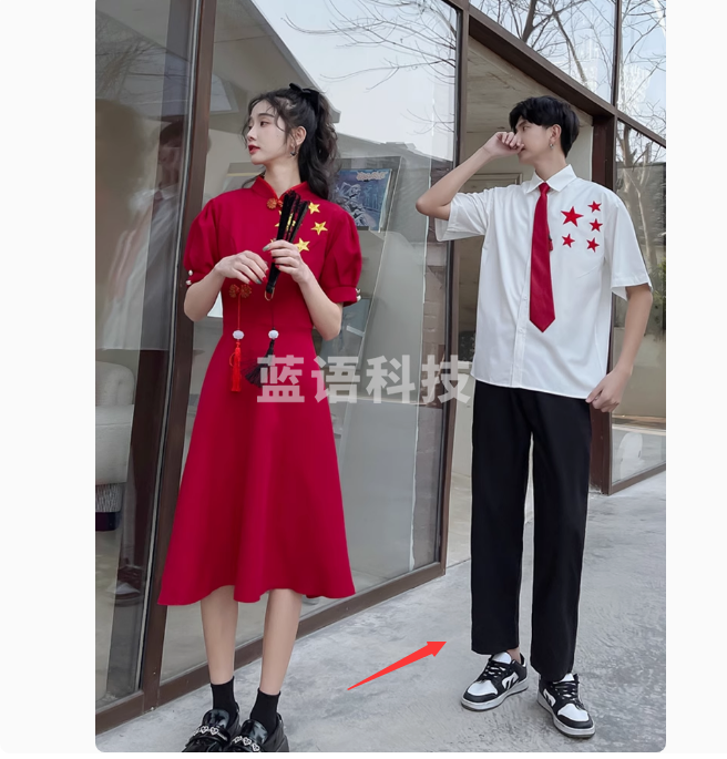 中学生诗歌朗诵比赛服装五四红歌大合唱演出服初高中生 男套装 衬衫+领带 S,M,L,XL,2XL,3XL,4XL,5XL码数
