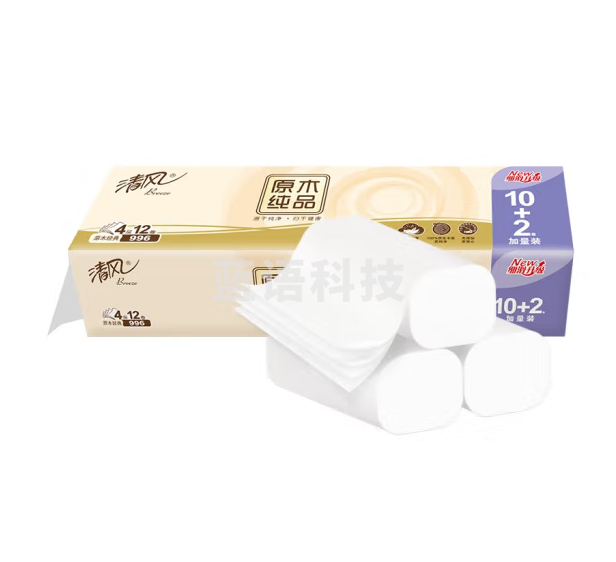 清风无芯卷纸 马蹄莲4层83克*12卷卫生纸巾(3/4层新老包装随机发货)
