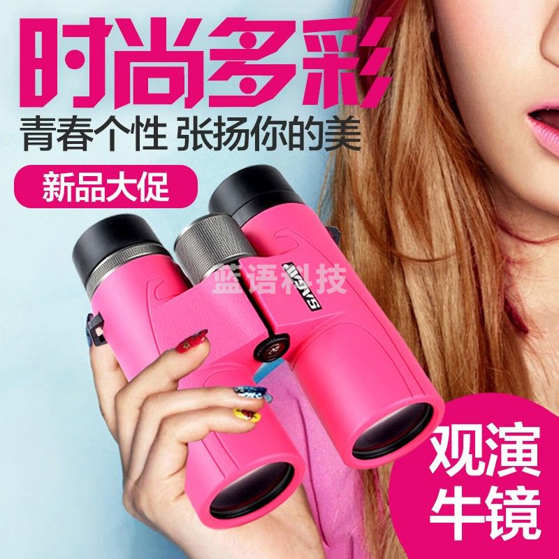 萨伽（SAGA）双筒演唱会望远镜儿童 高清手机户外微光夜视男女孩 靓丽粉色【10倍】+手机夹