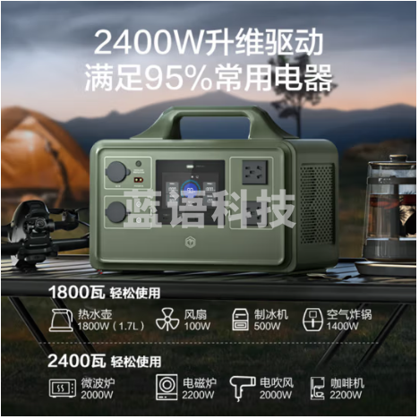 京东京造【1度电1800W大功率轻松带动】快充移动户外电源220V自驾露营野营便携停电应急储能电池含包套装