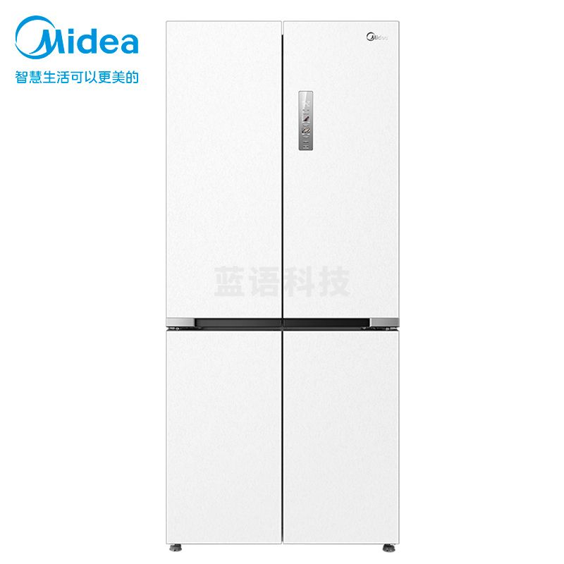 美的(Midea)MR-547WUSPZE 微晶系列547白色净味无缝全嵌十字双开门四开门超薄大容量一级变频家用智能电冰箱