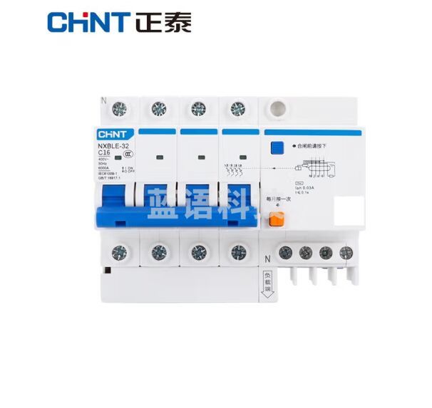 正泰（CHNT）NXBLE-32-4P-C16-30mA-6KA 小型漏电保护断路器 漏保空气开关 三相电漏保