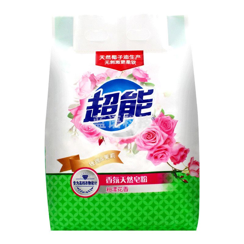 超能香氛天然皂粉600g玫瑰&茉莉香型柔顺舒适洗衣粉 10袋/箱