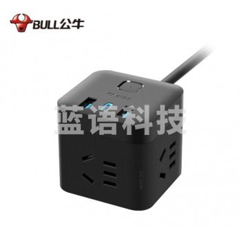 公牛(BULL)UU2203H 插座 日常生活类电器 插座/新国标/插排/排插 魔方USB C口20W快充 全长1.5米 黑色