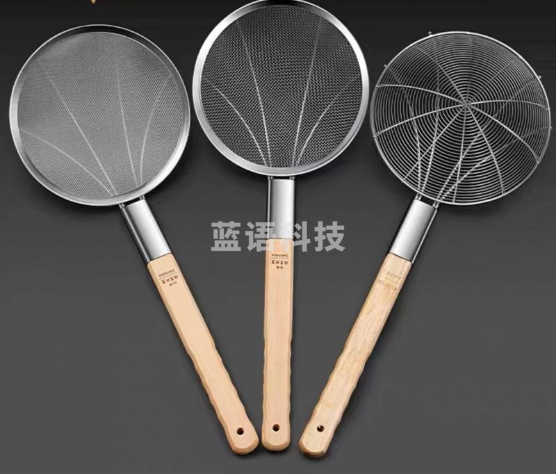 加厚油炸漏勺不锈钢密网过滤网勺油炸小笊篱细网小漏勺直径20cm