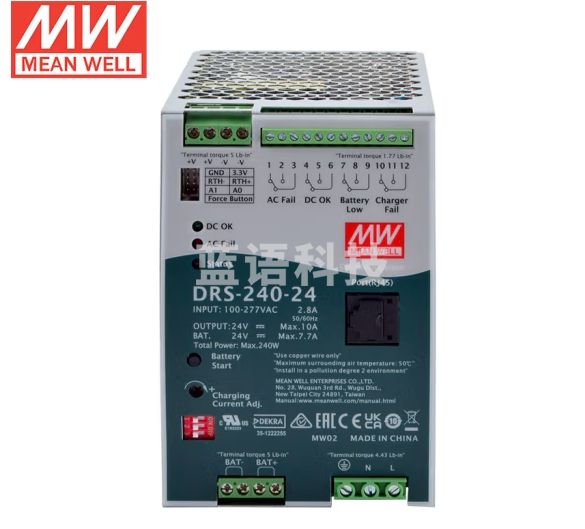 明纬(MEANWELL) DRS-240-24智能安防消防电源具UPS/通信功能 24V7.7A输出