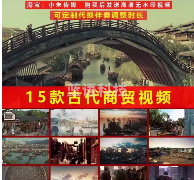 古代商贸码头商船繁华街市购物集市商业钱庄古代经济贸易视频素材