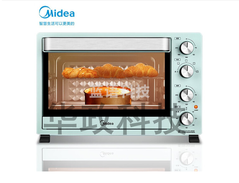 美的（Midea）家用多功能电烤箱35L 上下独立控温 4根烤管便捷旋控 旋转烧烤 PT35A0淡雅绿