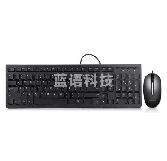 联想(lenovo) 黑色 KM5821 轻薄USB 有线键鼠套装 (.207)