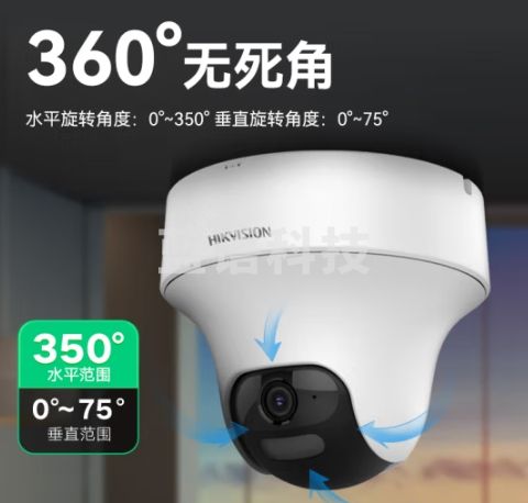 HIKVISION海康威视监控摄像头室内外监控器360度全景手机远程400万高清红外夜视20米可录音2C40IY-DE2.8MM-CC30100