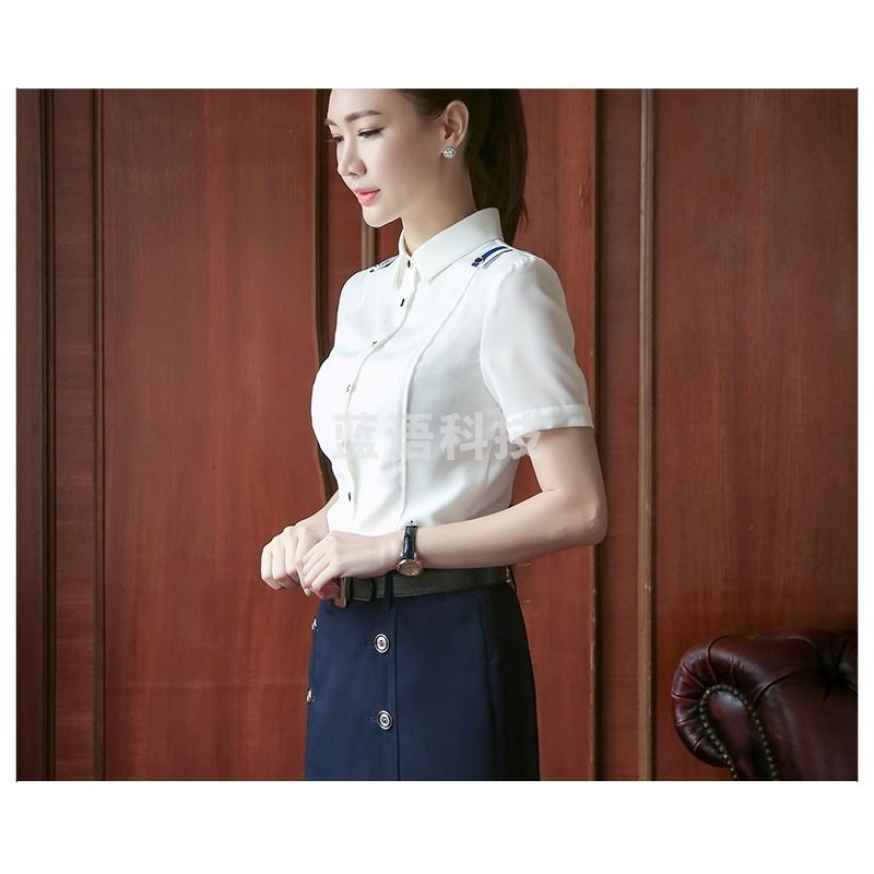 LY 涟影夏季空姐制服职业套装女短袖气质酒店前台工作服工装衬衫夏款